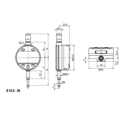 SYLVAC Digital Måleur S_DIAL WORK ANALOG 12,5 x 0,001 mm IP54 (805.5307)